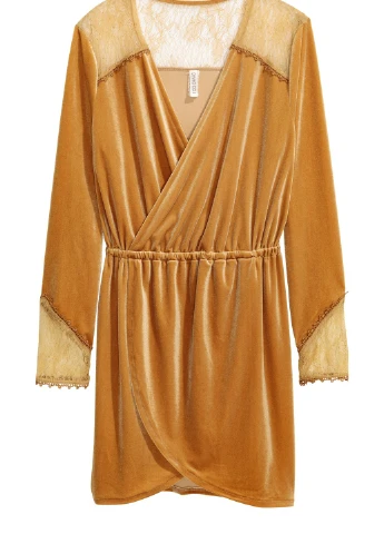 Горчичное кэжуал платье H&M однотонное