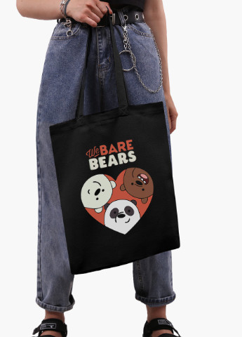 Еко сумка шоппер чорна Вся правда про ведмедів (We Bare Bears) (9227-2669-BK-1) екосумка шопер 41*35 см MobiPrint (216642237)