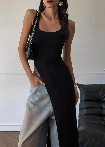 Чорна кежуал сукня сукня-майка Fashion однотонна
