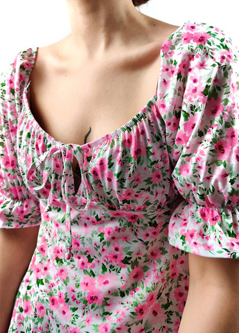 Комбинированное кэжуал платье клеш Boohoo с цветочным принтом
