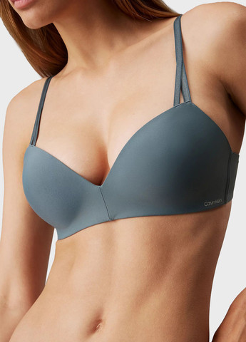 Серо-голубой бесшовный бюстгальтер Calvin Klein без косточек полиамид