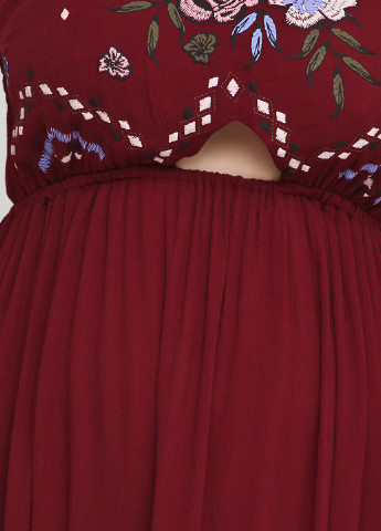 Бордовое кэжуал платье с открытыми плечами Miami by Francesca's с рисунком