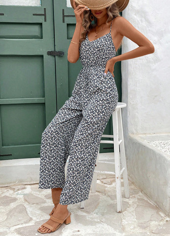 Комбінезон SHEIN комбінезон-брюки квітковий комбінований кежуал поліестер