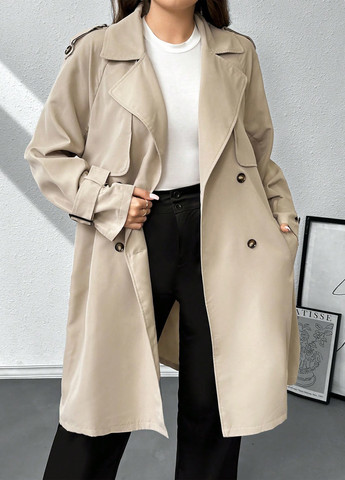 Плащ SHEIN тренчкот на пуговицах демисезон (324691287)