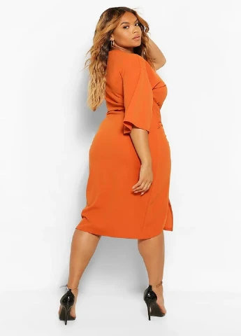 Коричневое кэжуал платье Boohoo однотонное