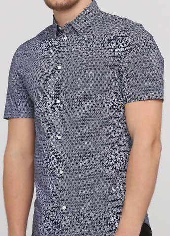 Темно-синяя кэжуал рубашка с геометрическим узором H&M