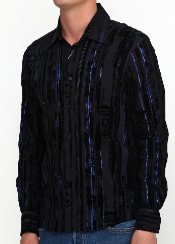 Синяя кэжуал рубашка с абстрактным узором ANG с длинным рукавом