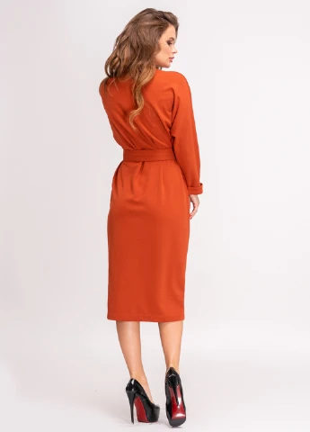 Помаранчева кежуал сукня на запах ISSA PLUS однотонна