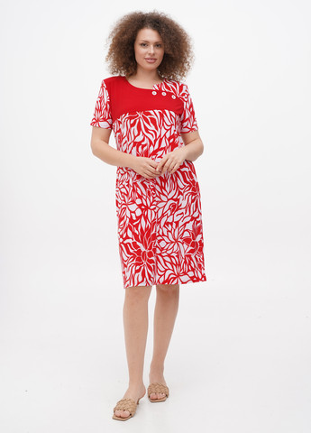 Красное кэжуал платье BABOCHKA XL Collection с абстрактным узором