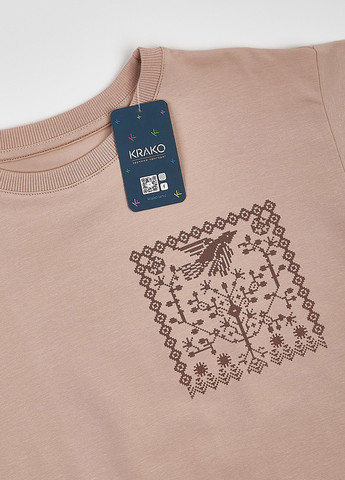 Темно-бежевая летняя футболка KRAKO