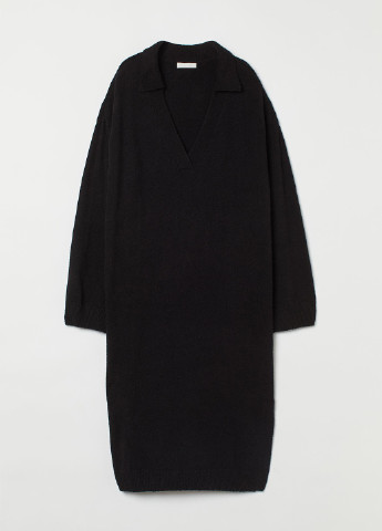 Черное кэжуал платье платье-свитер H&M однотонное