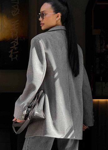 Серое Кэжуал полупальто оверсайз Fashion меланж