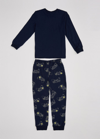 Темно-синя всесезон піжама (реглан, штани) лонгслив + брюки DeFacto