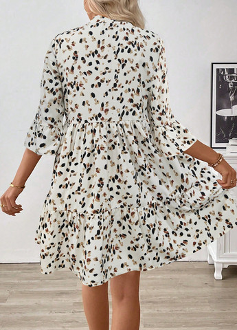 Білий кежуал сукня а-силует SHEIN з абстрактним візерунком