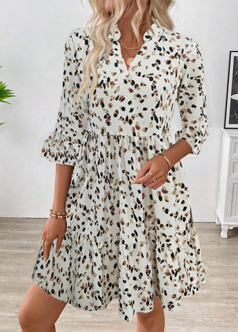 Білий кежуал сукня а-силует SHEIN з абстрактним візерунком