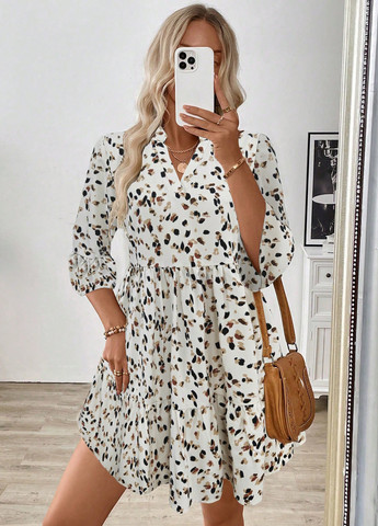 Білий кежуал сукня а-силует SHEIN з абстрактним візерунком