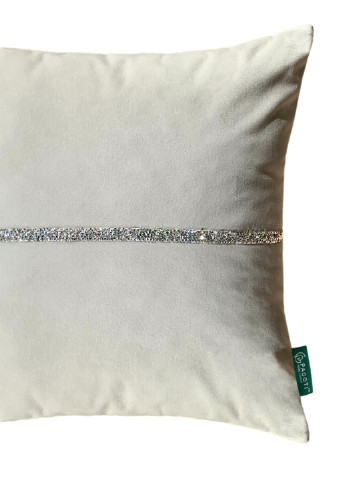 Подушка декоративна зі сріблястими стразами Diamond молочна 40х40 см PAGOTI (256519474)