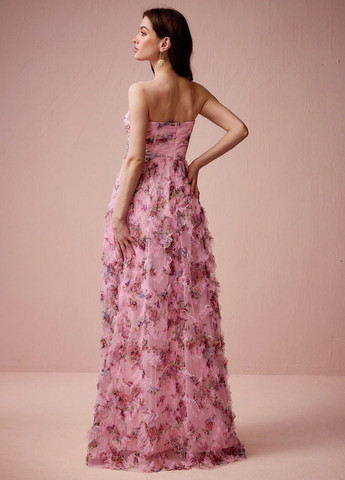 Рожева святковий, ділова сукня кльош, з відкритими плечима, з корсетом, бандо, з відкритою спиною SHEIN з квітковим принтом