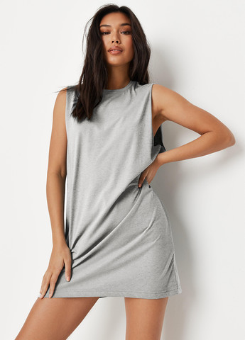 Світло-сіра кежуал сукня сукня-футболка Missguided однотонна