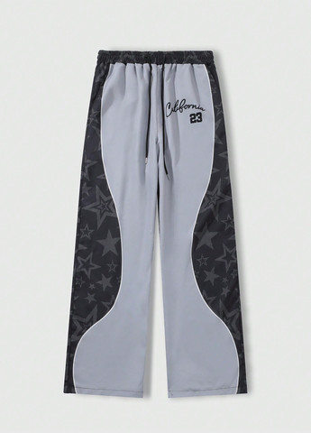 Комбинированные спортивные демисезонные прямые брюки SHEIN