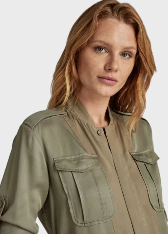 Оливковое (хаки) кэжуал платье платье-жакет G-Star Raw однотонное
