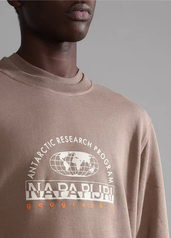 Темно-бежевий світшот Napapijri малюнок без декору (327692793)