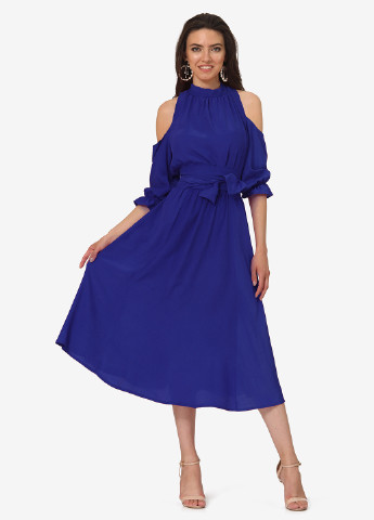 Синя кежуал сукня, сукня кльош Lila Kass однотонна
