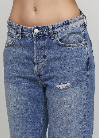 Джинси H&M бойфренди однотонні світло-сині джинсові бавовна