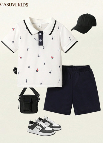 Комбінований літній комплект (поло, шорти) SHEIN