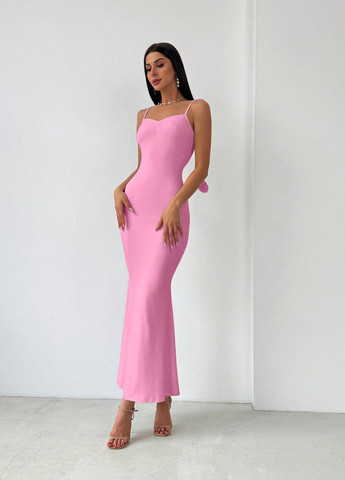 Розовое праздничный платье годе, с открытой спиной SHEIN однотонное