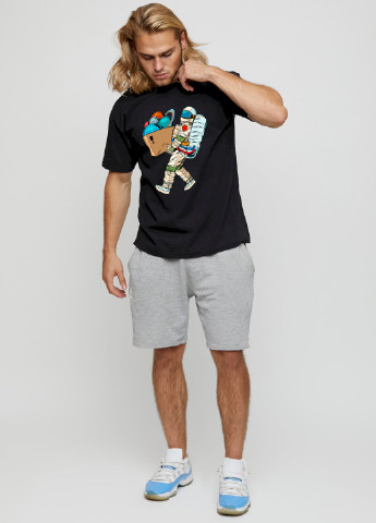 Чорна футболка чоловіча basic /air print/ YAPPI