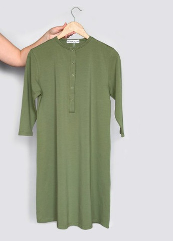 Оливковое (хаки) домашнее платье-рубашка для беременных и кормящих мам, хаки Koko boutique однотонное