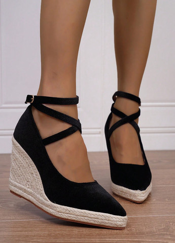 SHEIN Туфлі анкл страп чорний з натуральна замша, китай — демісезон (325077621)