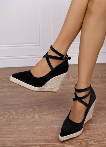 SHEIN Туфлі анкл страп чорний з натуральна замша, китай — демісезон (325077621)