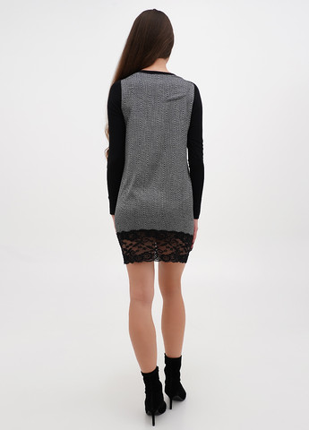 Темно-синее кэжуал платье а-силуэт Sassofono с рисунком