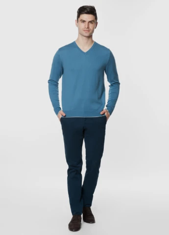 Синий демисезонный пуловер мужской Arber V-neck N-AVT-67
