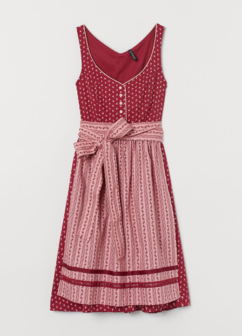 Бордовое кэжуал платье клеш H&M с цветочным принтом
