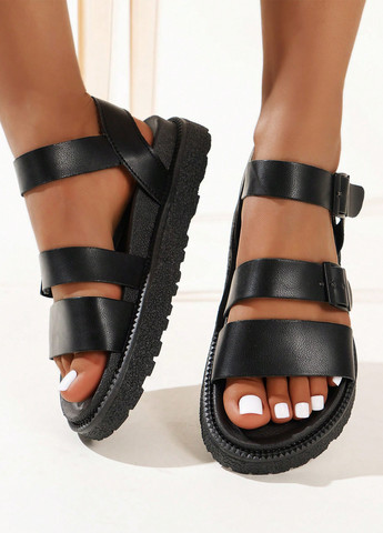 Черные босоножки SHEIN с ремешком