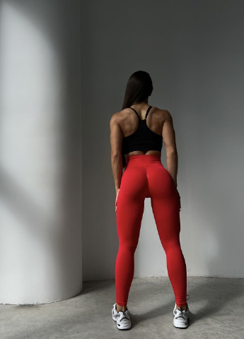 Красные лосины спортивные женские push up FitU