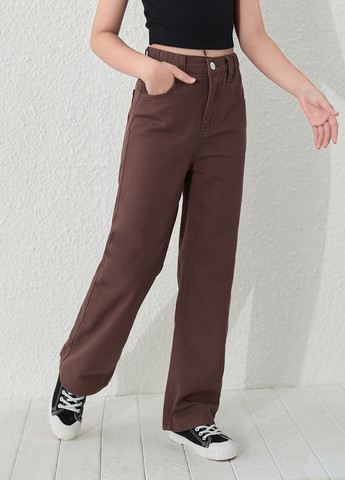 Коричневые демисезонные прямые джинсы SHEIN