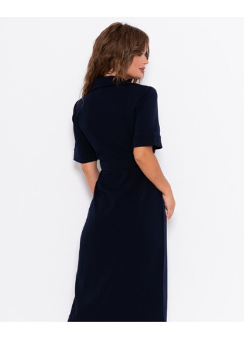 Темно-синее деловое платье 11017 s черный ISSA PLUS однотонное