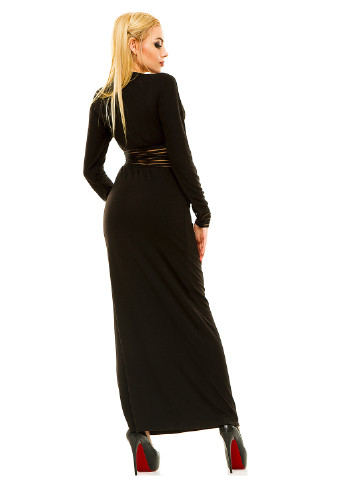 Черное вечернее платье макси Lady Style в полоску