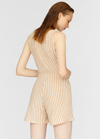 Комбинезон Stradivarius комбинезон-шорты полоска бежевый кэжуал хлопок, трикотаж