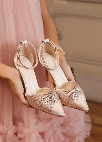 SHEIN Туфли анкл страп кремовый з текстиль, китай — лето (346396658)