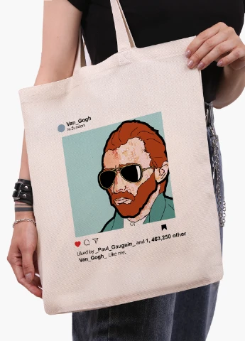Еко сумка шоппер біла Інстаграм Вінсент Ван Гог (Instagram Vincent van Gogh) (9227-2953-WT-1) 41*35 см MobiPrint (228156242)
