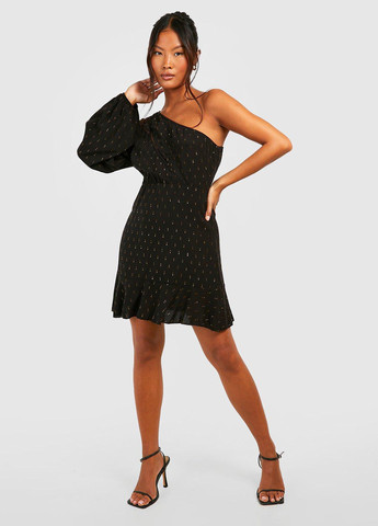 Чорна вечірня сукня на одне плече Boohoo