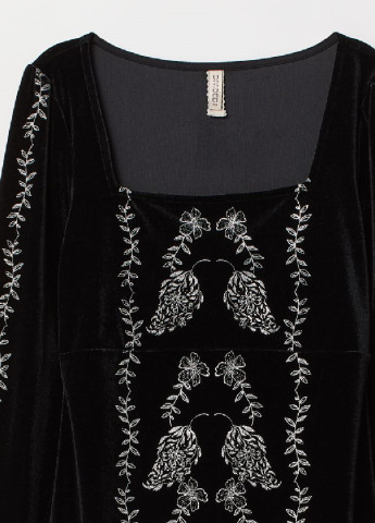 Черное вечернее облегающее велюровое платье H&M однотонное