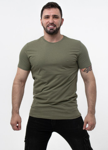 Хаки (оливковая) футболка базовая мужская с коротким рукавом TvoePolo