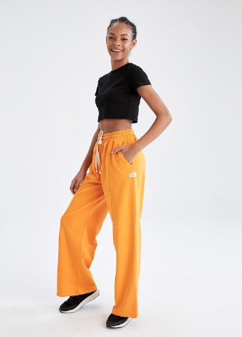 Оранжевые кэжуал демисезонные прямые брюки DeFacto