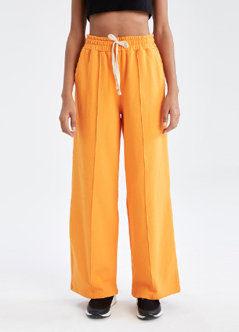 Оранжевые кэжуал демисезонные прямые брюки DeFacto